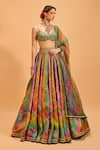 Buy_Cedar & Pine_Multi Color Brocade Embroidered Mirror Sweetheart Panelled Lehenga Set _at_Aza_Fashions