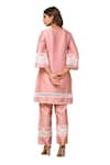 Gulabik Jaipur_Peach Handloom Chanderi Embellishment Floral Scallop Lace Kurta With Pant _Online