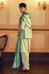 Aditi Gupta_Green Jacquard Banarasi Zari Quilted Bundi Set With Dupatta _at_Aza_Fashions