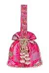 Buy_Fuchsia_Pink Woven Silk Floral Potli _at_Aza_Fashions