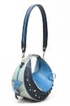 Buy_Immri_Blue Embellished Loop Crecent Handbag _at_Aza_Fashions