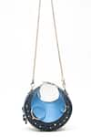 Shop_Immri_Blue Embellished Loop Crecent Handbag _at_Aza_Fashions