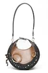 Shop_Immri_Brown Embellished Loop Stud Crecent Handbag _Online_at_Aza_Fashions