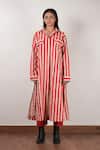 Buy_MATI_Beige Cotton Printed Stripes Shirt Collar Tunic With Pant _at_Aza_Fashions
