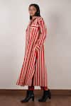 MATI_Beige Cotton Printed Stripes Shirt Collar Tunic With Pant _Online_at_Aza_Fashions