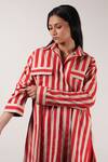 Buy_MATI_Beige Cotton Printed Stripes Shirt Collar Tunic With Pant _Online_at_Aza_Fashions