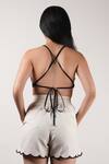 Shop_MATI_1_Off White Cotton Halter Neck Scalloped Bralette And Shorts Set _at_Aza_Fashions