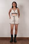MATI_1_Off White Cotton Halter Neck Scalloped Bralette And Shorts Set _Online_at_Aza_Fashions