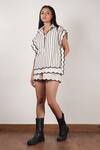 Buy_MATI_Off White Cotton Scallops Shirt Collar Striped _at_Aza_Fashions