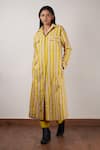 Shop_Mati_Beige Cotton Collared Stripe Pattern Tunic With Pant _Online_at_Aza_Fashions