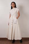 Buy_MATI_Off White Cotton Plain One Shoulder Top With Skirt _Online_at_Aza_Fashions