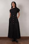 Buy_Mati_Black Cotton Button-down Solid Skirt _at_Aza_Fashions