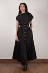 Buy_Mati_Black Cotton Button-down Solid Skirt _Online_at_Aza_Fashions