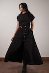 Shop_Mati_Black Cotton Button-down Solid Skirt _Online_at_Aza_Fashions