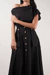 Mati_Black Cotton Button-down Solid Skirt _at_Aza_Fashions