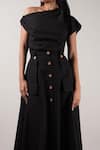 Buy_Mati_Black Cotton Button-down Solid Skirt 