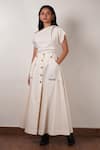 Buy_MATI_Off White Cotton Solid Button-down Skirt _at_Aza_Fashions