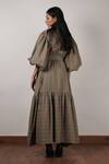 Shop_MATI_Green Cotton Solid Shirt Collar Tiered Dress _at_Aza_Fashions