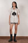 Shop_MATI_Cream Cotton Stripe Ace Collared Card Embroidered Kaftan Shirt With Shorts _at_Aza_Fashions