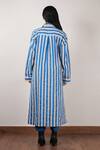 Shop_MATI_Beige Cotton Block Print Stripe Collared Tunic With Pant _at_Aza_Fashions