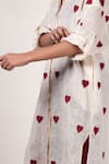 MATI_Off White Linen Hand Embroidered Heart Collared Long Shirt _Online_at_Aza_Fashions