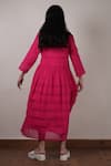 Shop_MATI_Pink Cotton Round Pleat Detailed Midi Dress _at_Aza_Fashions