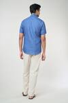 Shop_Aryavir Malhotra_Blue Linen Solid Shirt _at_Aza_Fashions