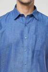 Aryavir Malhotra_Blue Linen Solid Shirt _at_Aza_Fashions
