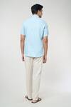 Shop_Aryavir Malhotra_Blue Linen Plain Shirt _at_Aza_Fashions