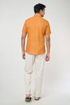 Shop_Arihant Rai Sinha_Orange Linen Solid Plain Half Sleeves Shirt _at_Aza_Fashions