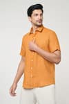 Shop_Arihant Rai Sinha_Orange Linen Solid Plain Half Sleeves Shirt _Online_at_Aza_Fashions