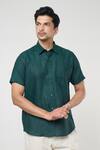 Buy Aryavir Malhotra Green Linen Solid Half Sleeves Shirt Online at Aza Fashions Buy_Aryavir Malhotra_Green Linen Solid Half Sleeves Shirt _Online_at_Aza_Fashions