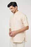 Buy_Arihant Rai Sinha_Beige Linen Solid Short Kurta _Online_at_Aza_Fashions