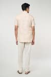 Shop_Arihant Rai Sinha_Beige Linen Solid Half Sleeves Short Kurta _at_Aza_Fashions