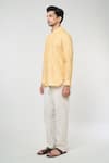 Arihant Rai Sinha_Yellow Linen Solid Plain Full Sleeves Short Kurta _Online_at_Aza_Fashions