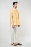 Buy_Arihant Rai Sinha_Yellow Linen Solid Plain Full Sleeves Short Kurta _Online_at_Aza_Fashions