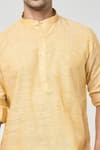 Buy_Arihant Rai Sinha_Yellow Linen Solid Plain Full Sleeves Short Kurta 