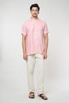 Buy_Arihant Rai Sinha_Pink Linen Solid Short Kurta _at_Aza_Fashions