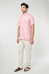 Arihant Rai Sinha_Pink Linen Solid Short Kurta _Online_at_Aza_Fashions