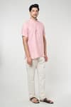 Buy_Arihant Rai Sinha_Pink Linen Solid Short Kurta _Online_at_Aza_Fashions