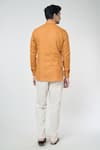 Shop_Arihant Rai Sinha_Orange Linen Solid Full Sleeves Short Kurta _at_Aza_Fashions