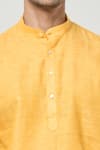 Arihant Rai Sinha_Yellow Linen Solid Plain Short Kurta _at_Aza_Fashions