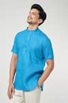 Arihant Rai Sinha_Grey Linen Full Sleeves Kurta _Online_at_Aza_Fashions