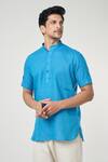 Buy_Arihant Rai Sinha_Grey Linen Full Sleeves Kurta _Online_at_Aza_Fashions