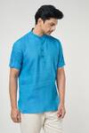 Shop_Arihant Rai Sinha_Grey Linen Full Sleeves Kurta _Online_at_Aza_Fashions