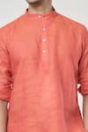 Arihant Rai Sinha_Orange Linen Solid Full Sleeves Shirt Style Kurta _at_Aza_Fashions