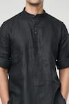 Arihant Rai Sinha_Black Linen Solid Full Sleeves Shirt Style Kurta _at_Aza_Fashions