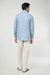 Shop_Arihant Rai Sinha_Grey Linen Shirt Style Rolled Up Sleeves Short Kurta _at_Aza_Fashions