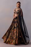 Kalista Black Tulle, Viscose Cut Naaz Vintage Blossom Print And Embroidered Lehenga Set Online at Aza Fashions Kalista_Black Tulle, Viscose Cut Naaz Vintage Blossom Print And Embroidered Lehenga Set _Online_at_Aza_Fashions