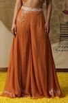 Buy_arpita sulakshana_Orange Georgette Hand Embroidered Dori Textured Palazzo Set With Ombre Cape _Online_at_Aza_Fashions